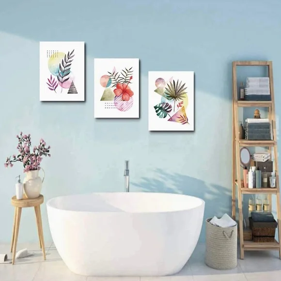 New Wall Decor Abstract Watercolor Canvas Art Flowers Pictures Artwork 3 Pieces